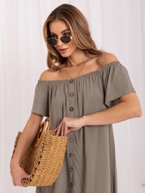 Alternative view of Khaki summer dress made of viscose
