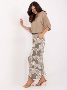 Alternative view of Khaki summer trousers with print