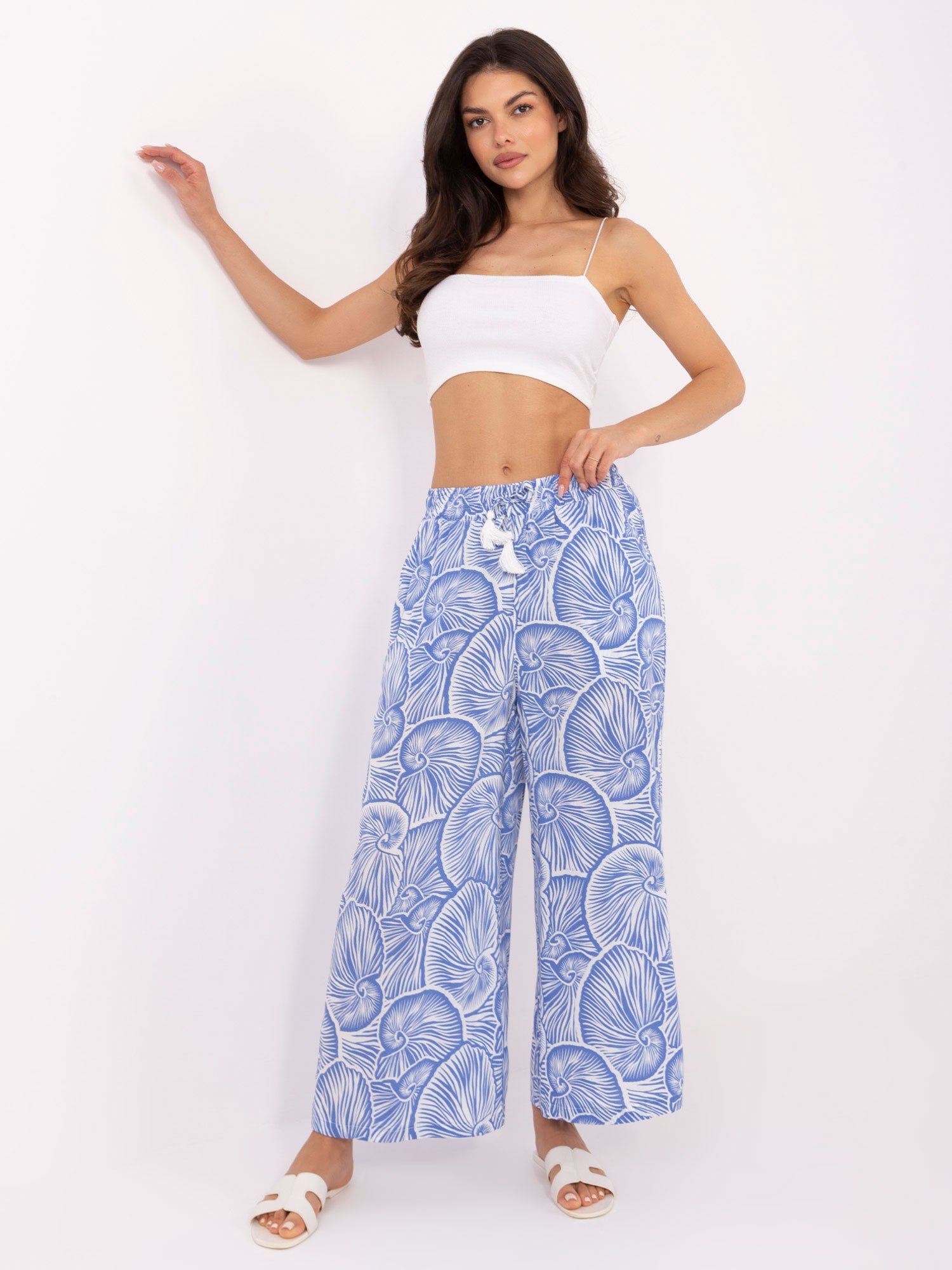Blue summer trousers with print