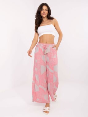 Pink summer trousers with print