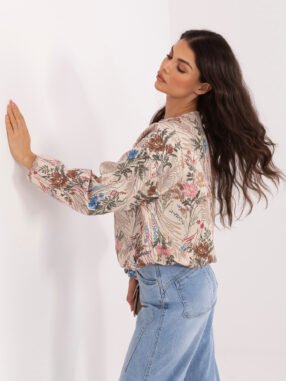 Transition jacket with a plant print