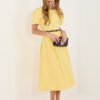Yellow elegant dress with short sleeves