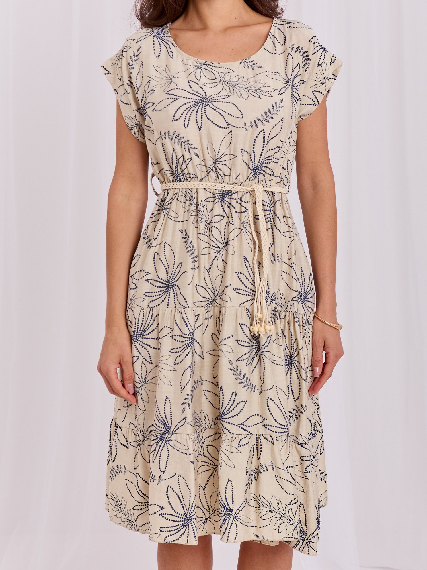 Navy blue midi dress with patterns - Image 4