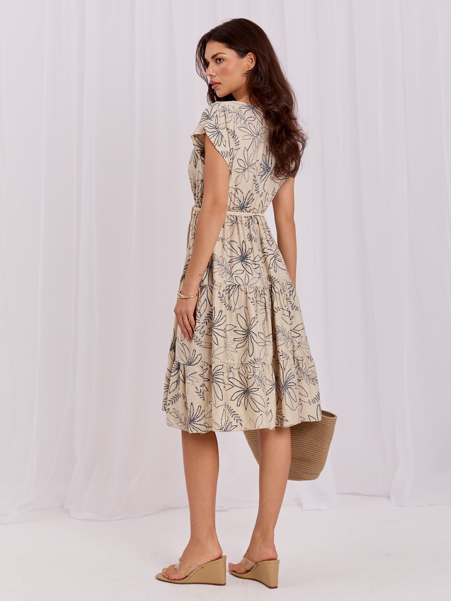Navy blue midi dress with patterns - Image 3