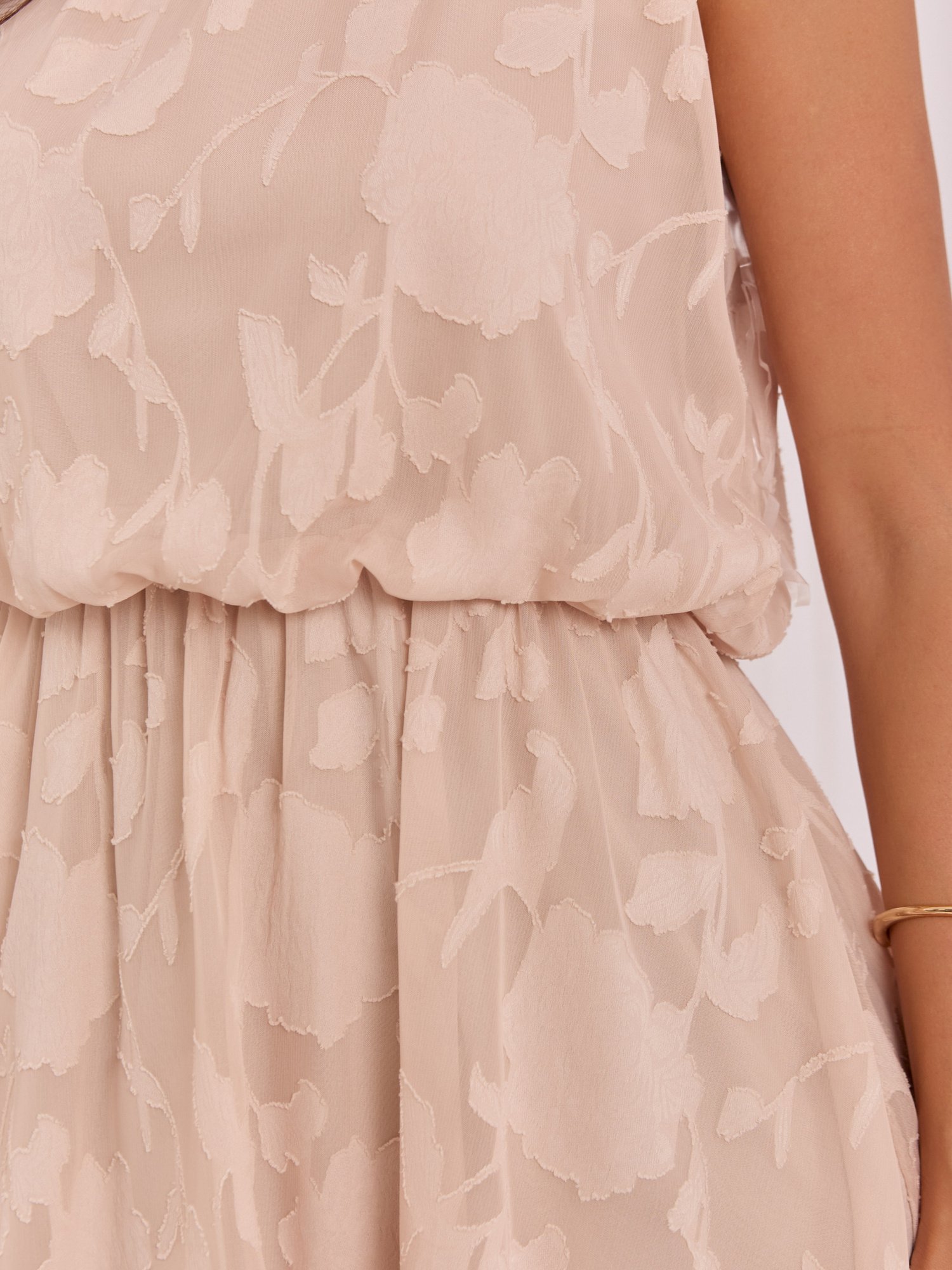 Beige cocktail dress with a halter neck - Image 4