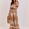 Dark beige summer set with pants.