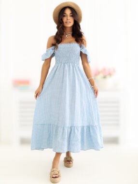 Alternative view of Light Blue Spanish dress with ruffles