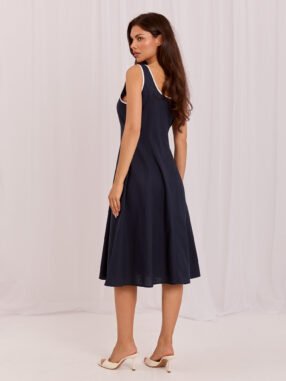 Alternative view of Navy Blue flared summer dress Cotton