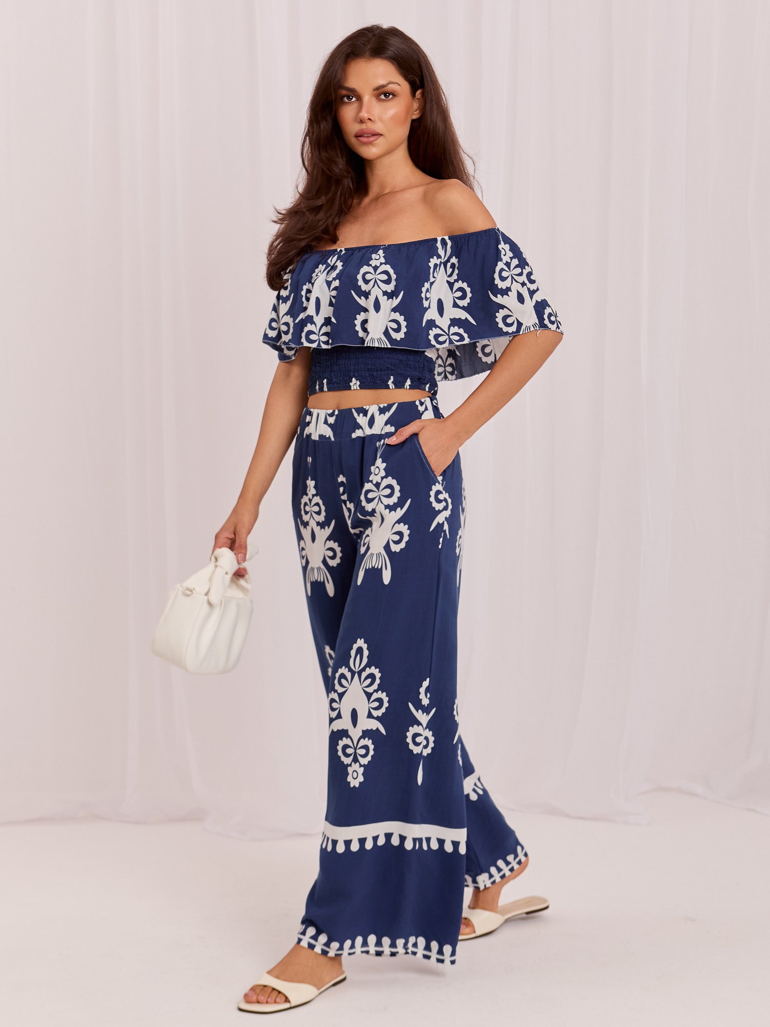 Navy blue summer set with pants - Image 4