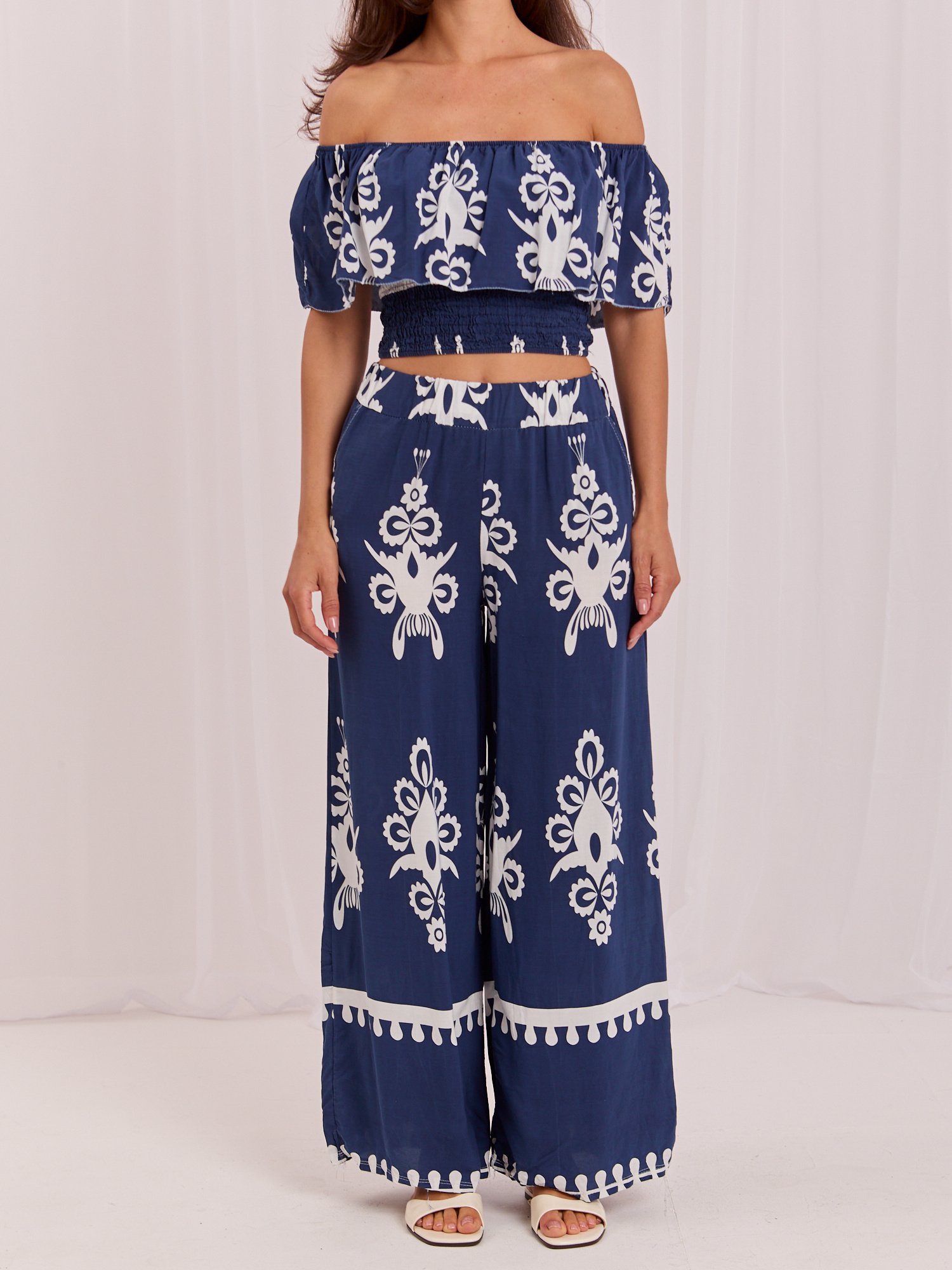 Navy blue summer set with pants - Image 3