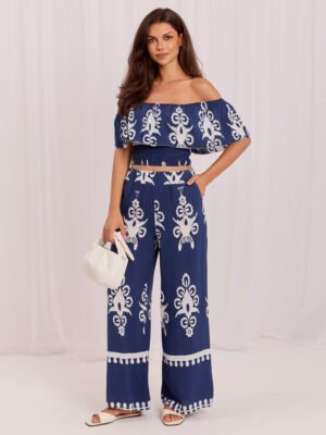 Navy blue summer set with pants