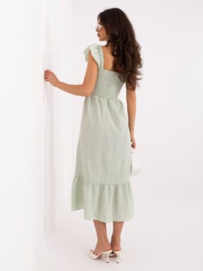 Alternative view of Pistachio Spanish dress with ruffles