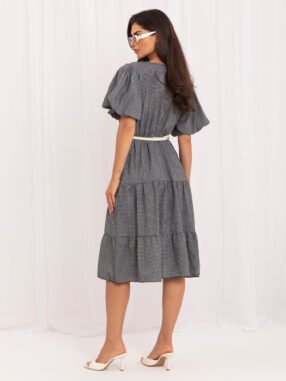 Alternative view of Black flared dress with ruffles