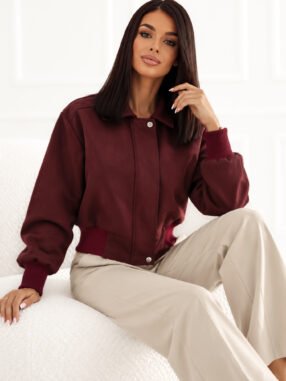 Burgundy jacket with imitation suede and a wide cuff