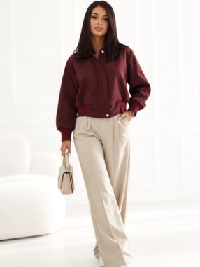 Alternative view of Burgundy jacket with imitation suede and a wide cuff