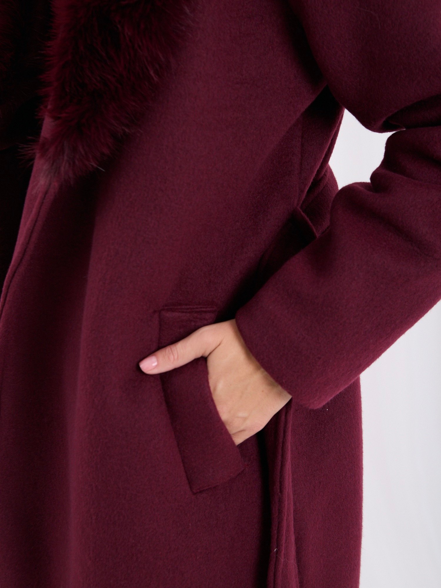 Burgundy double-breasted wool-blend coat - Image 8