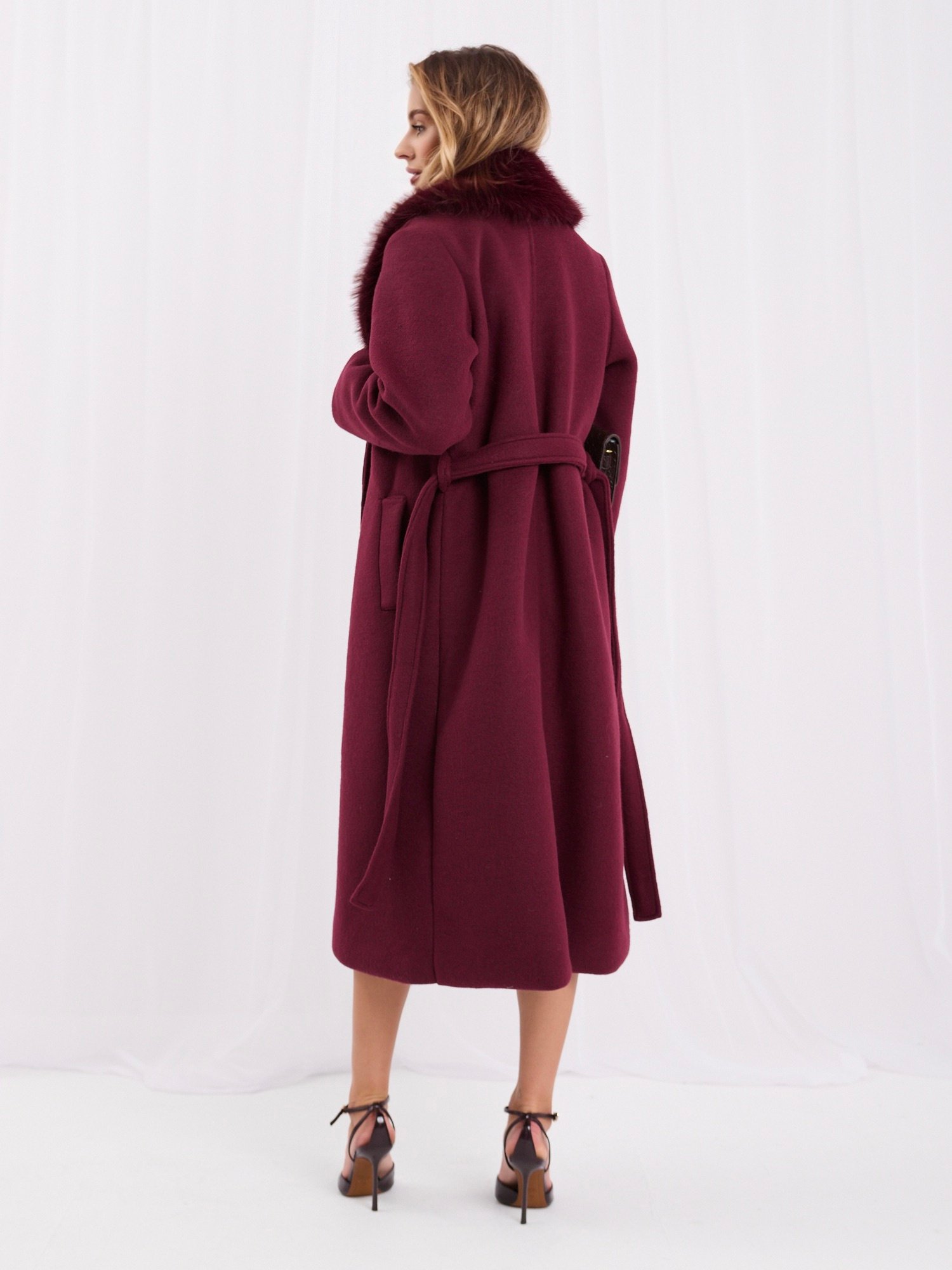 Burgundy double-breasted wool-blend coat - Image 7