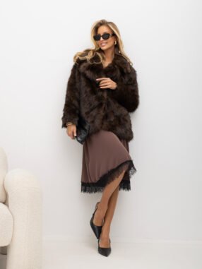 Alternative view of Brown soft fur with pockets
