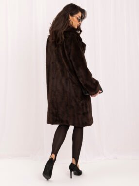 Alternative view of Brown fur coat with double-breasted fastening