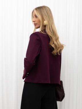 Alternative view of Burgundy jacket with double-breasted jewel buttons