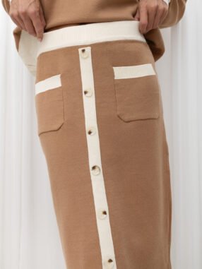 Alternative view of Camel elegant sweater set with buttons