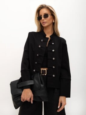 Alternative view of Black jacket with double-breasted jewel buttons