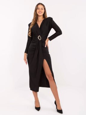 Black evening dress with draping