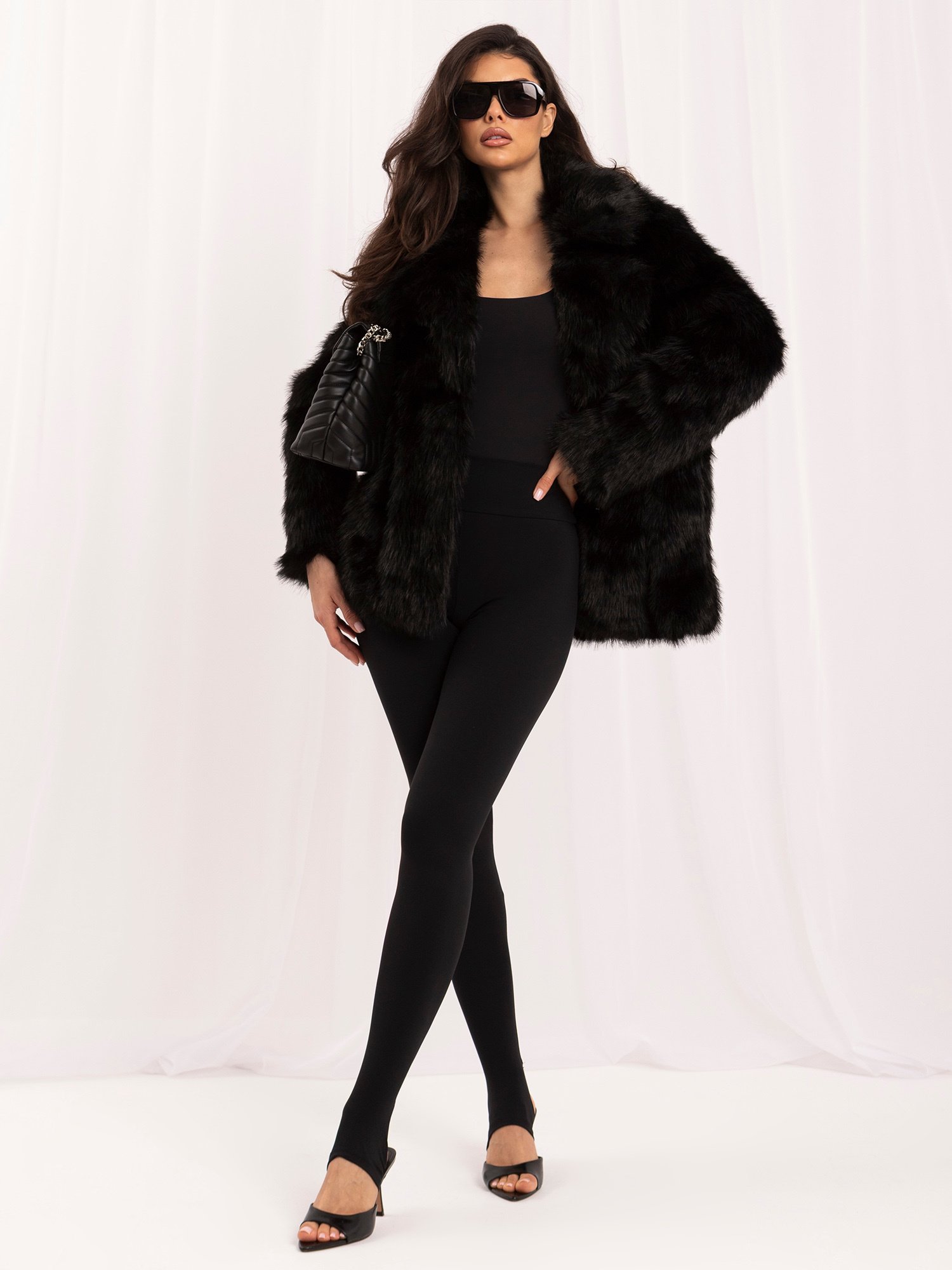 Black soft fur with pockets