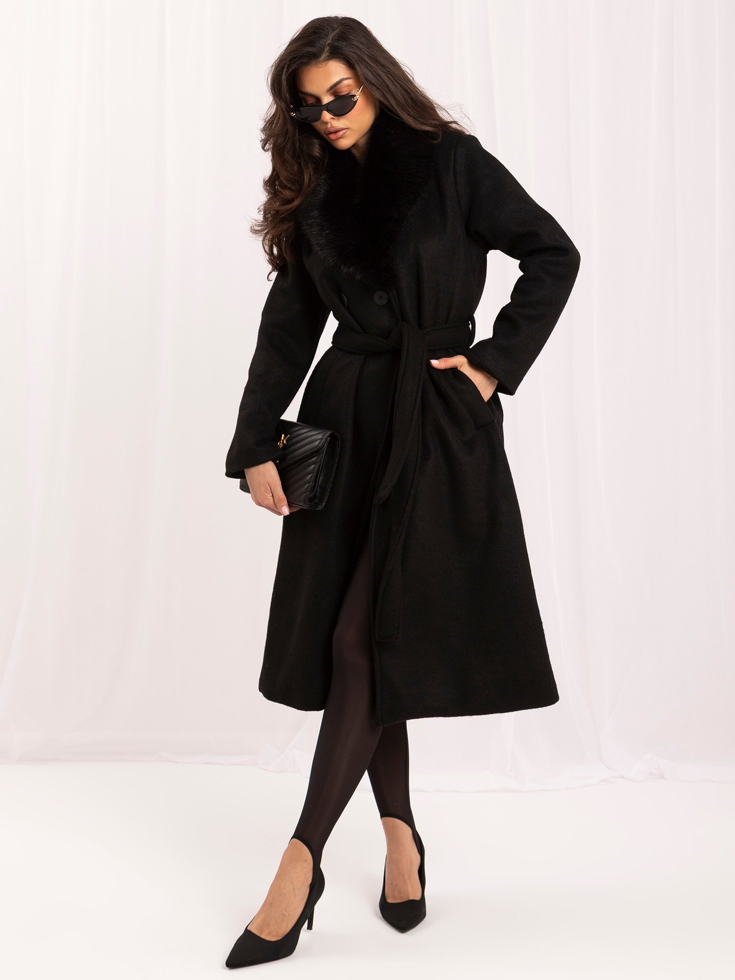 Black double-breasted wool-blend coat - Image 7