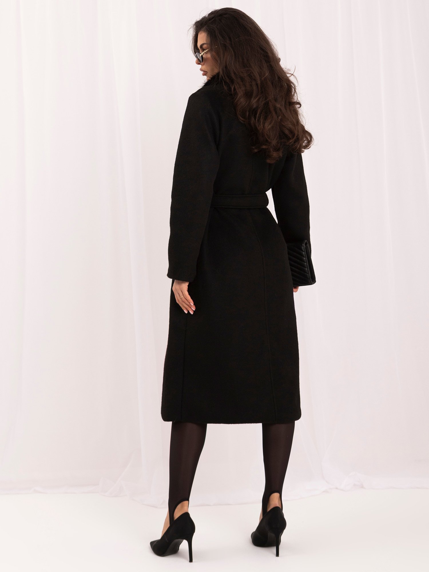 Black double-breasted wool-blend coat - Image 6