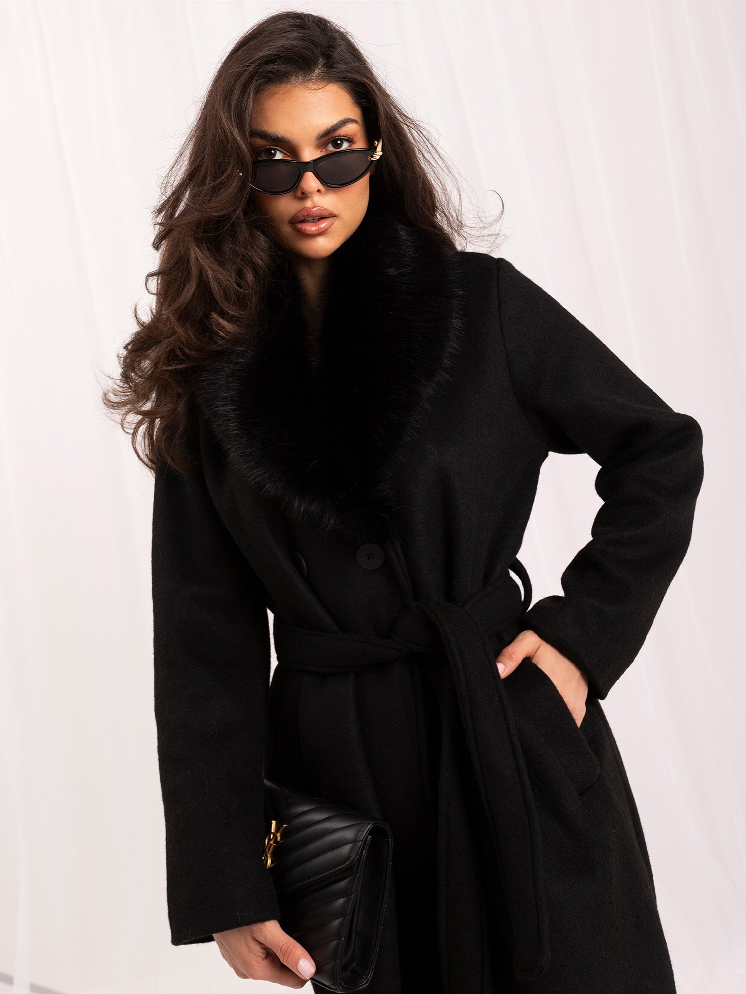 Black double-breasted wool-blend coat - Image 3
