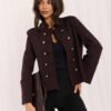 Brown jacket with double-breasted jewel buttons