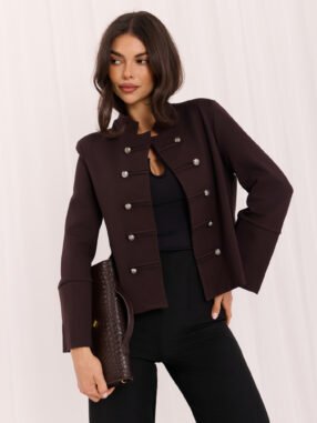 Brown jacket with double-breasted jewel buttons