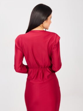Alternative view of Red evening dress with draping