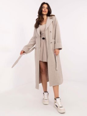 Women's Beige oversized herringbone coat