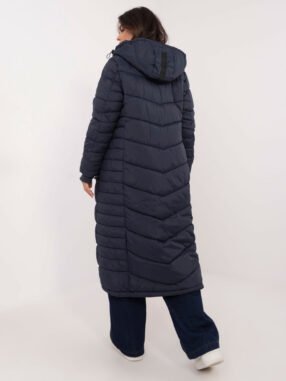 Alternative view of Navy blue long winter jacket with quilting