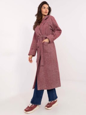 Women's burgundy oversized herringbone coat