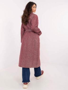 Alternative view of Women's burgundy oversized herringbone coat