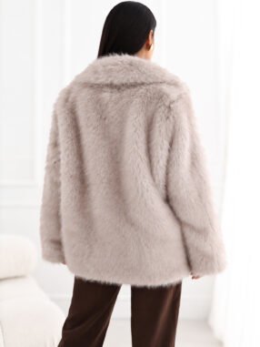 Alternative view of Light Grey soft fur with pockets